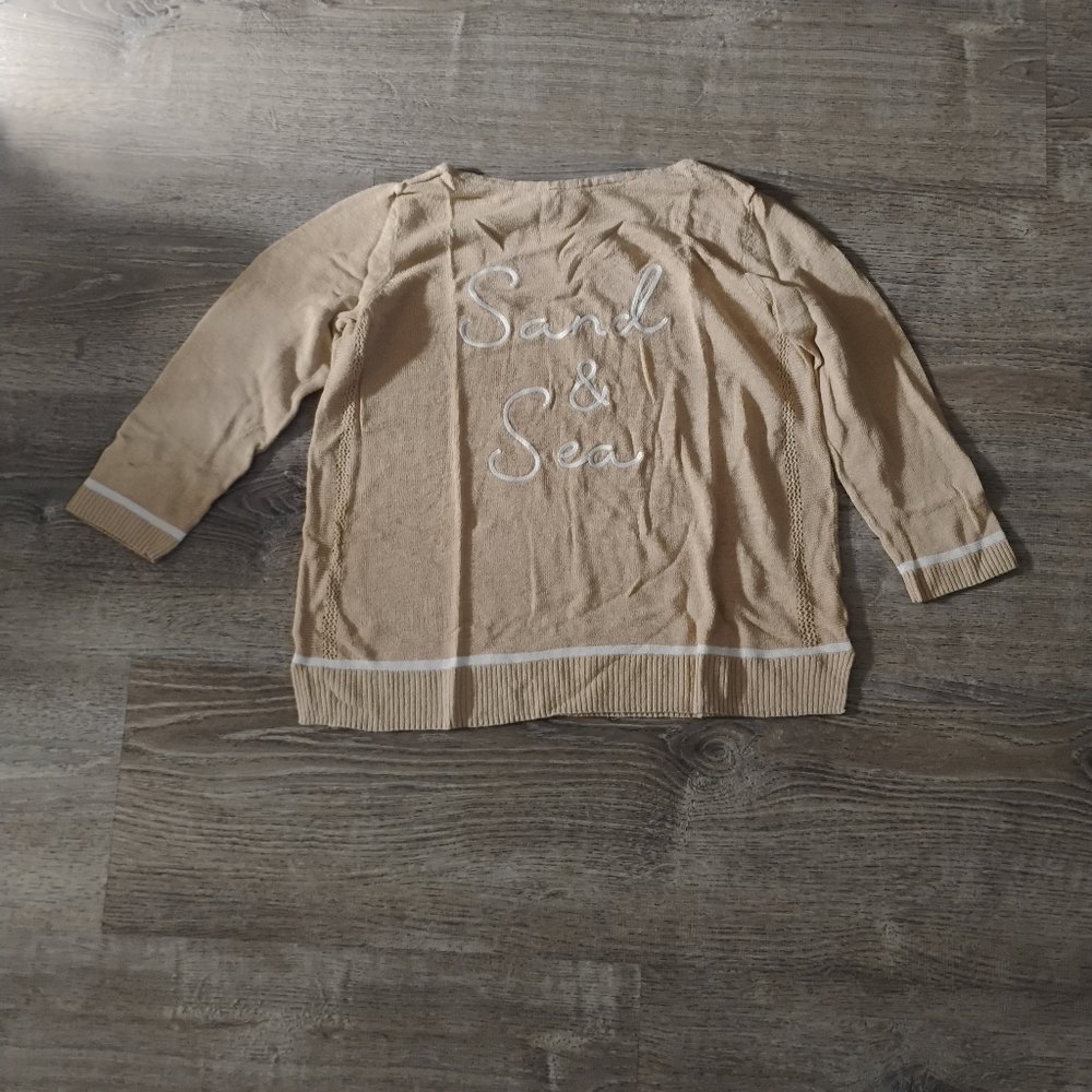 ​J. Jill "Sand & Sea" Embroidered Knit Sweater - Beige/Tan XS Petite